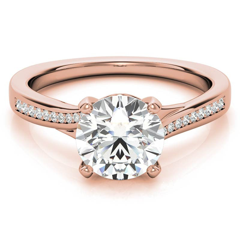 Round Bypass Channel Moissanite Engagement Ring