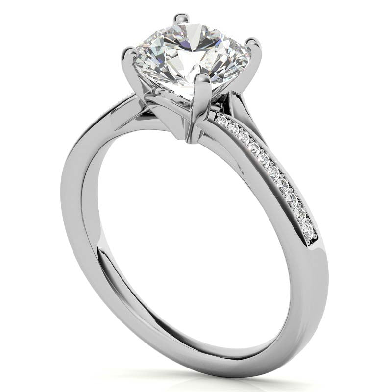 Round Bypass Channel Moissanite Engagement Ring