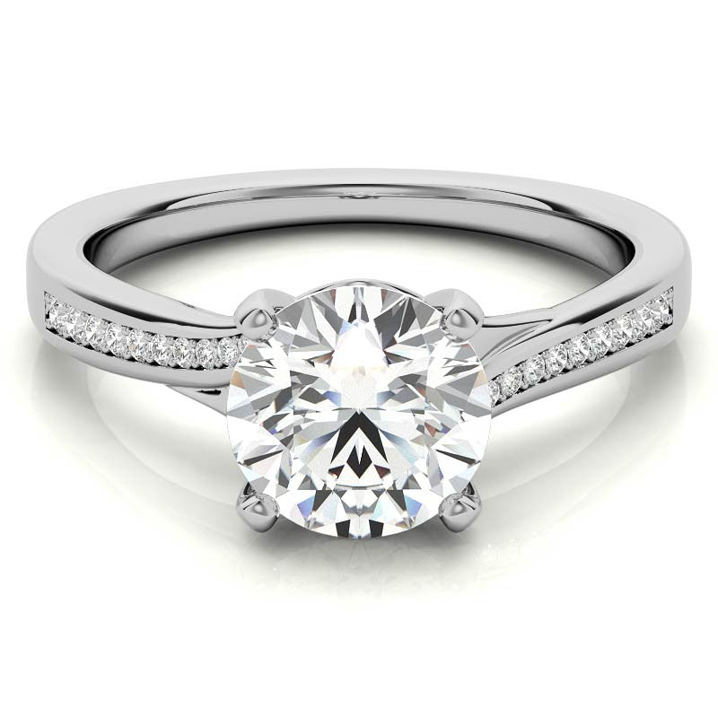 Round Bypass Channel Moissanite Engagement Ring