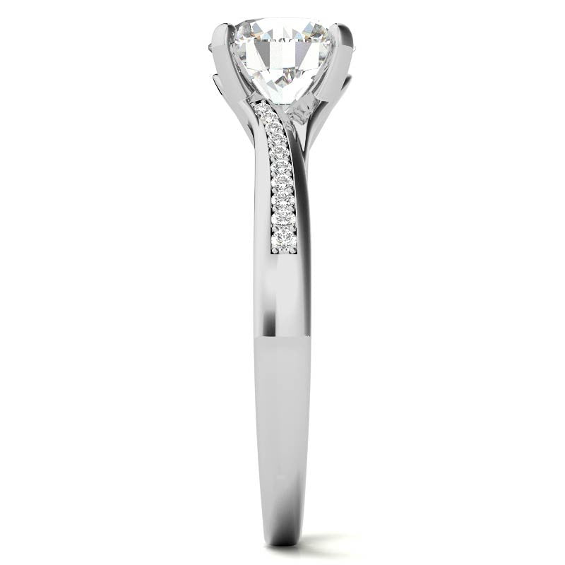Round Bypass Channel Moissanite Engagement Ring