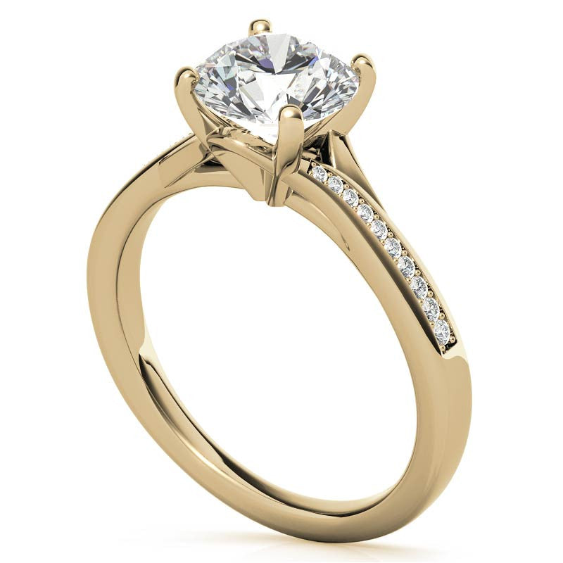 Round Bypass Channel Moissanite Engagement Ring