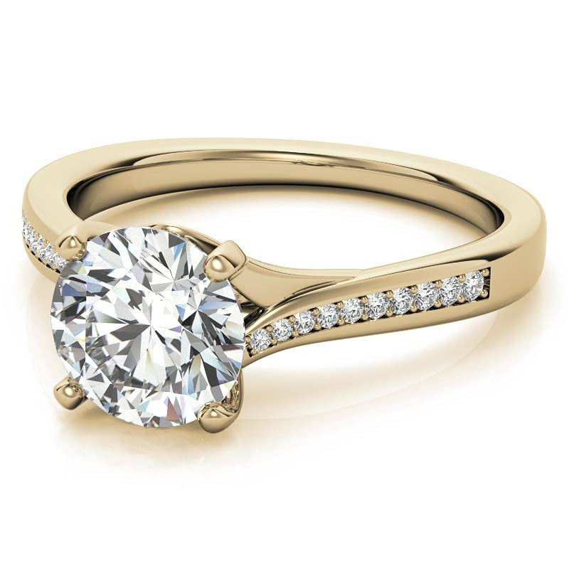 Round Bypass Channel Moissanite Engagement Ring