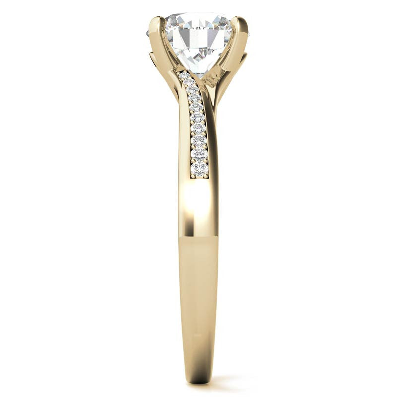 Round Bypass Channel Moissanite Engagement Ring
