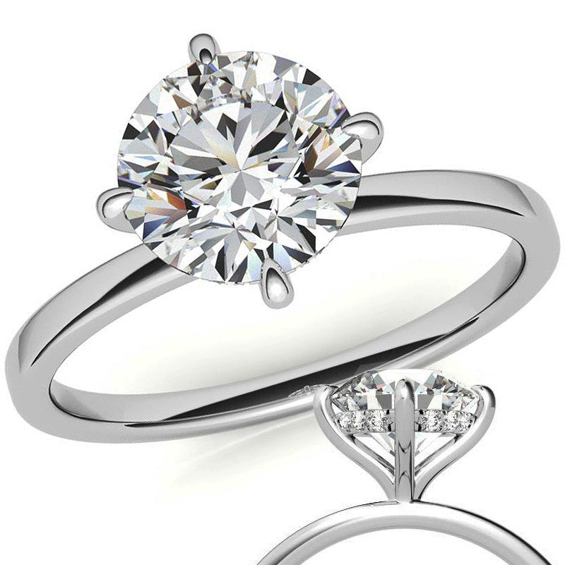 Petite Round Hidden Halo Moissanite Engagement Ring