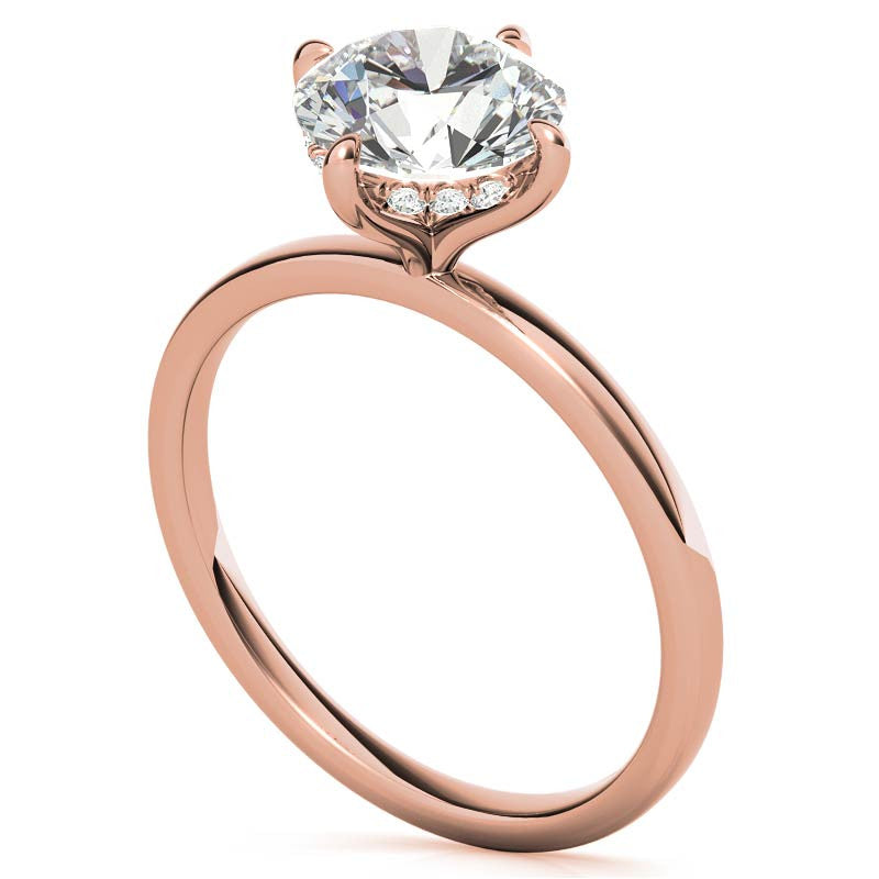 Petite Round Hidden Halo Moissanite Engagement Ring