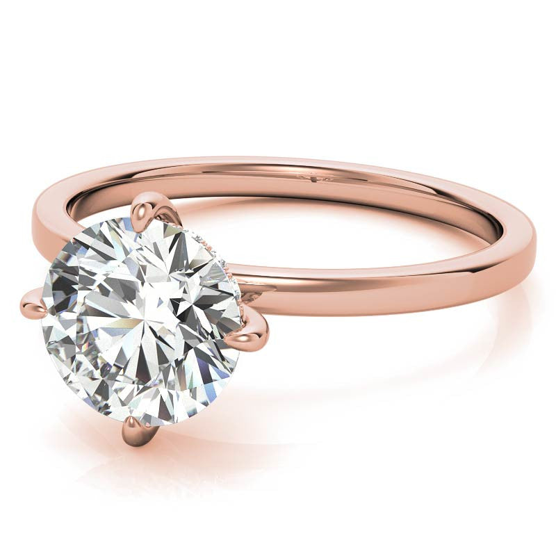 Petite Round Hidden Halo Moissanite Engagement Ring