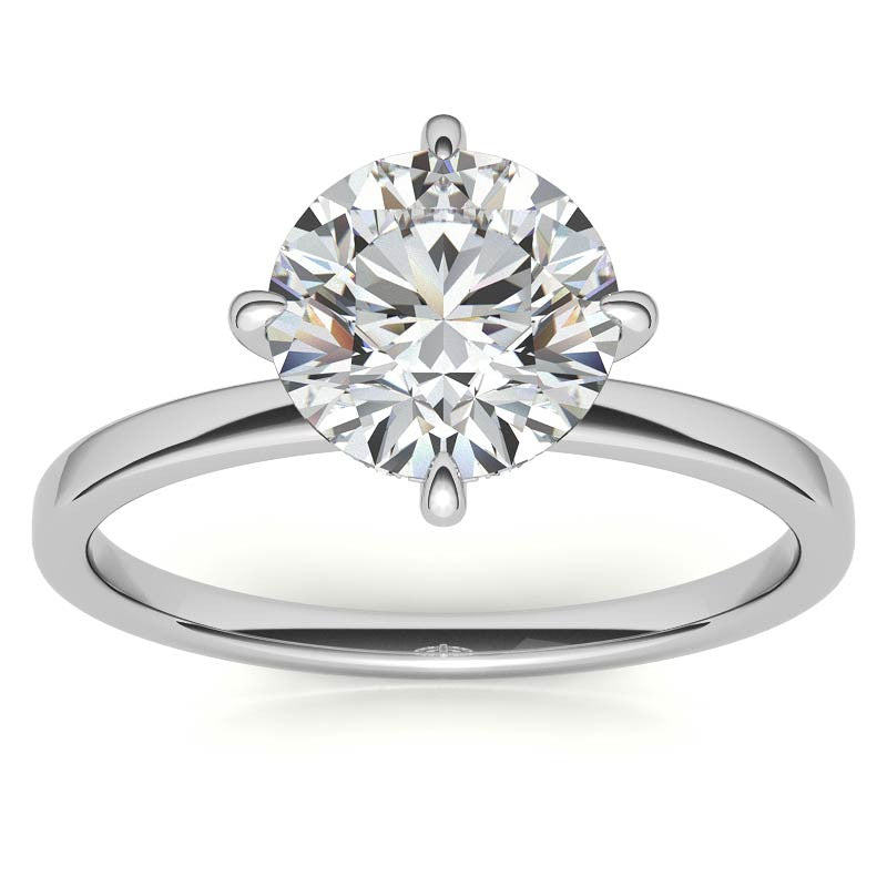 Petite Round Hidden Halo Moissanite Engagement Ring