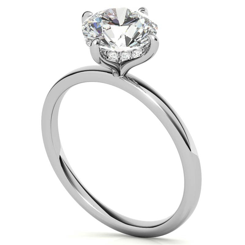 Petite Round Hidden Halo Moissanite Engagement Ring