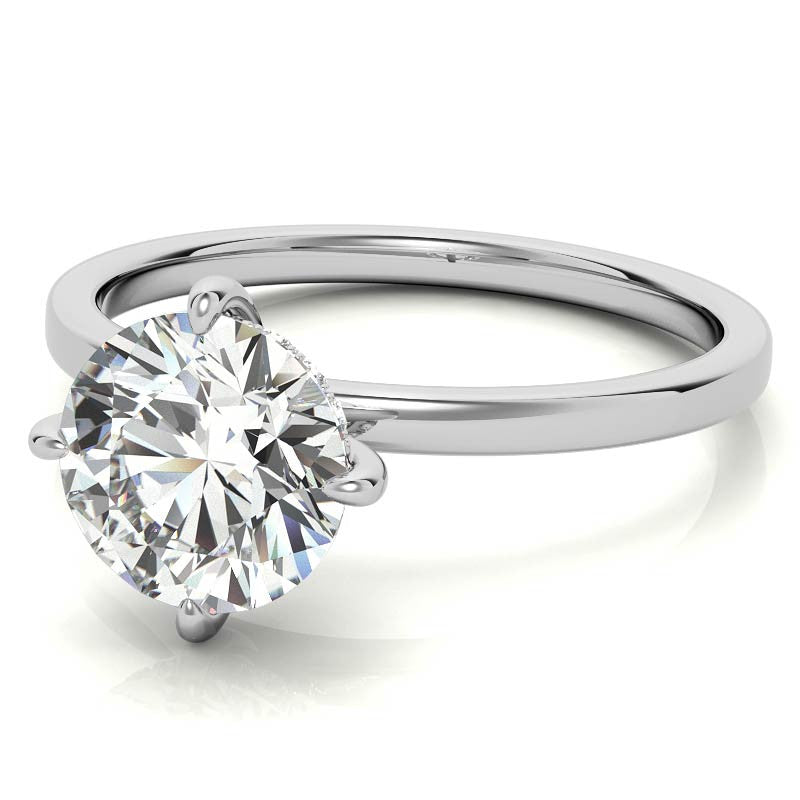 Petite Round Hidden Halo Moissanite Engagement Ring