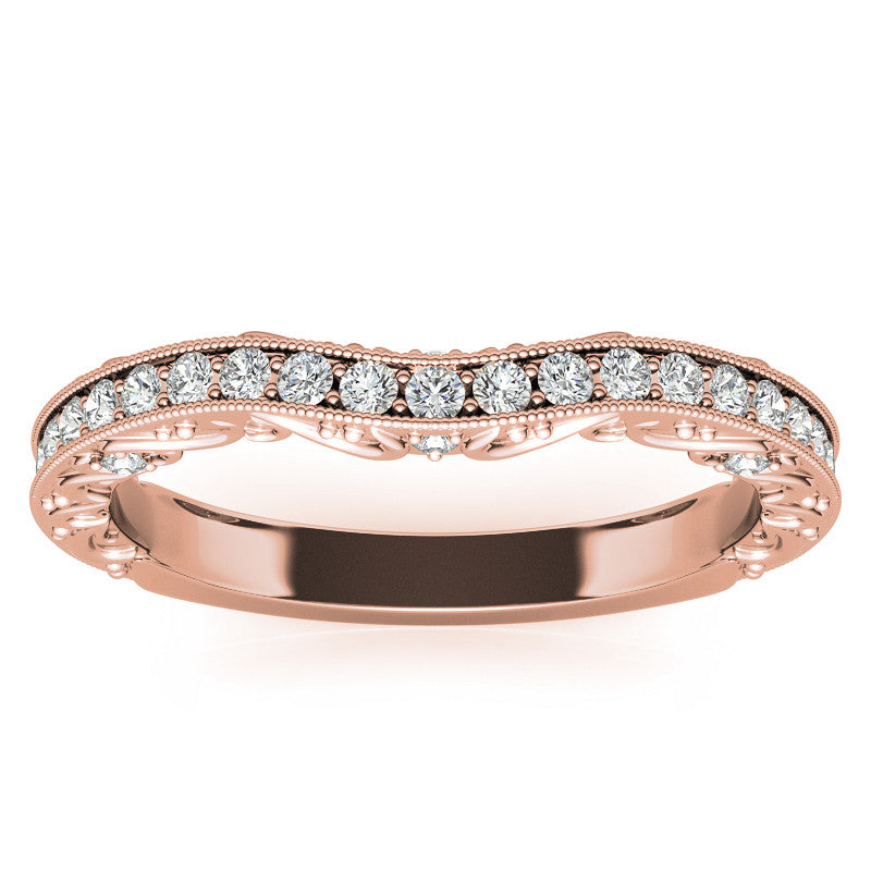 Round Antique Style Moissanite Engagement Ring with Milgrain