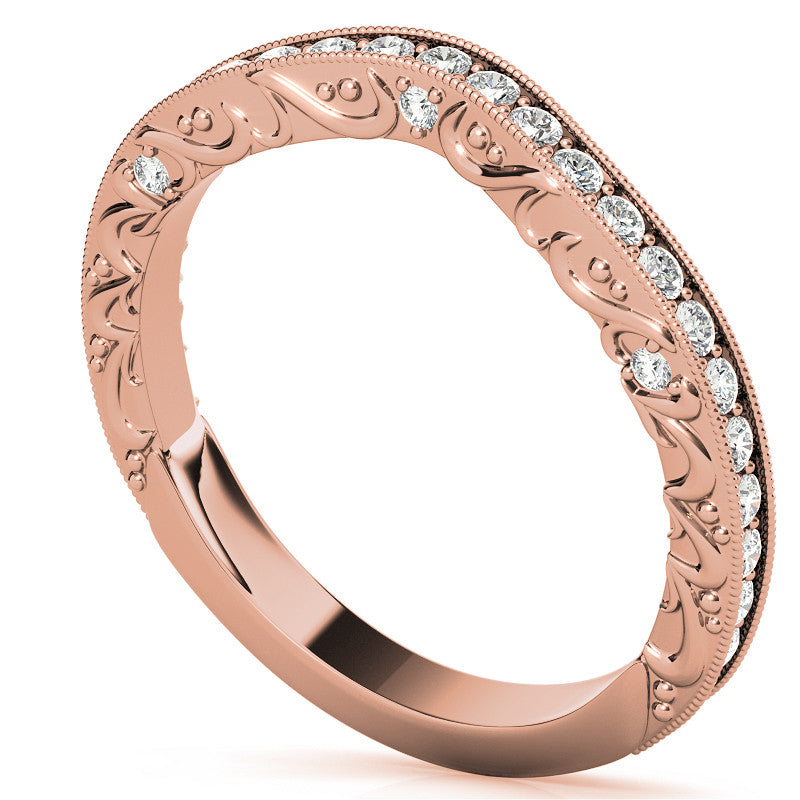 Round Antique Style Moissanite Engagement Ring with Milgrain