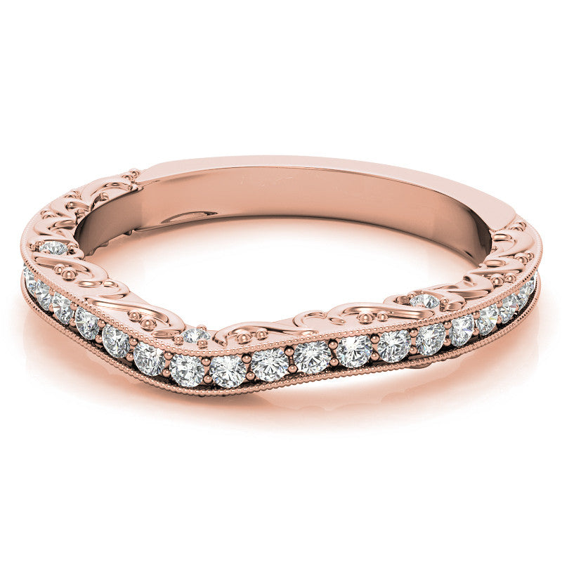 Round Antique Style Moissanite Engagement Ring with Milgrain