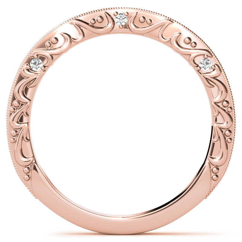 Round Antique Style Moissanite Engagement Ring with Milgrain