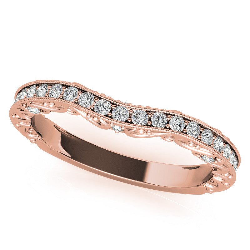 Round Antique Style Moissanite Engagement Ring with Milgrain