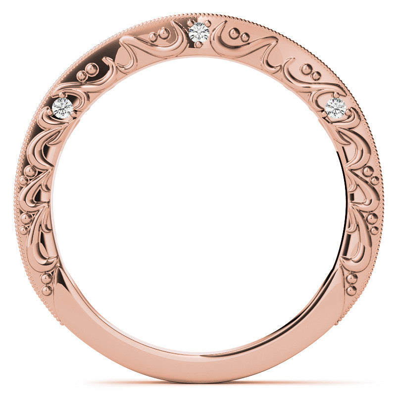 Round Antique Style Moissanite Engagement Ring with Milgrain