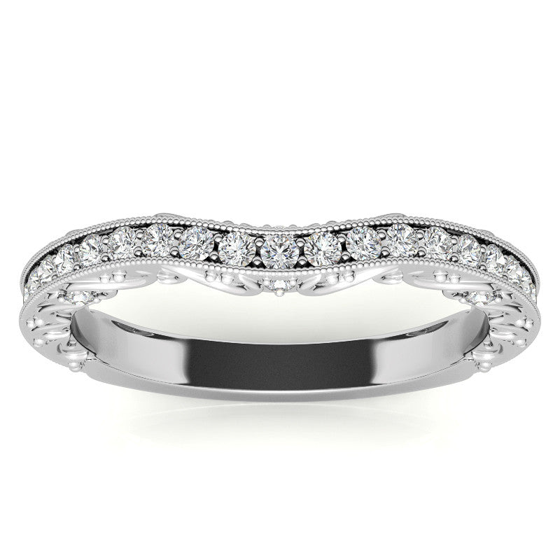 Round Antique Style Moissanite Engagement Ring with Milgrain