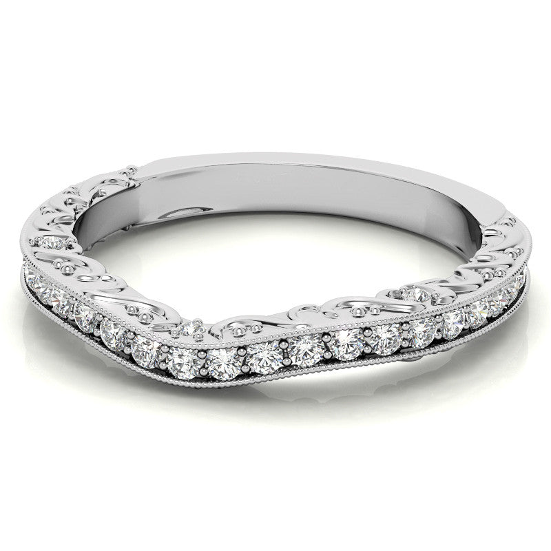 Round Antique Style Moissanite Engagement Ring with Milgrain