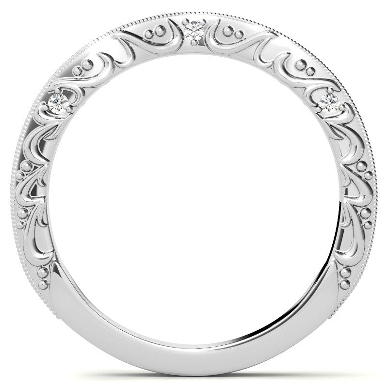 Round Antique Style Moissanite Engagement Ring with Milgrain
