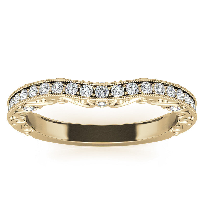 Round Antique Style Moissanite Engagement Ring with Milgrain