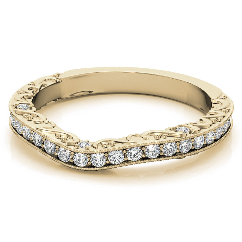 Round Antique Style Moissanite Engagement Ring with Milgrain