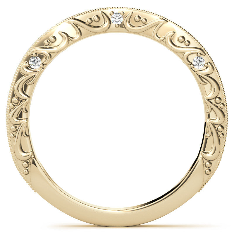 Round Antique Style Moissanite Engagement Ring with Milgrain