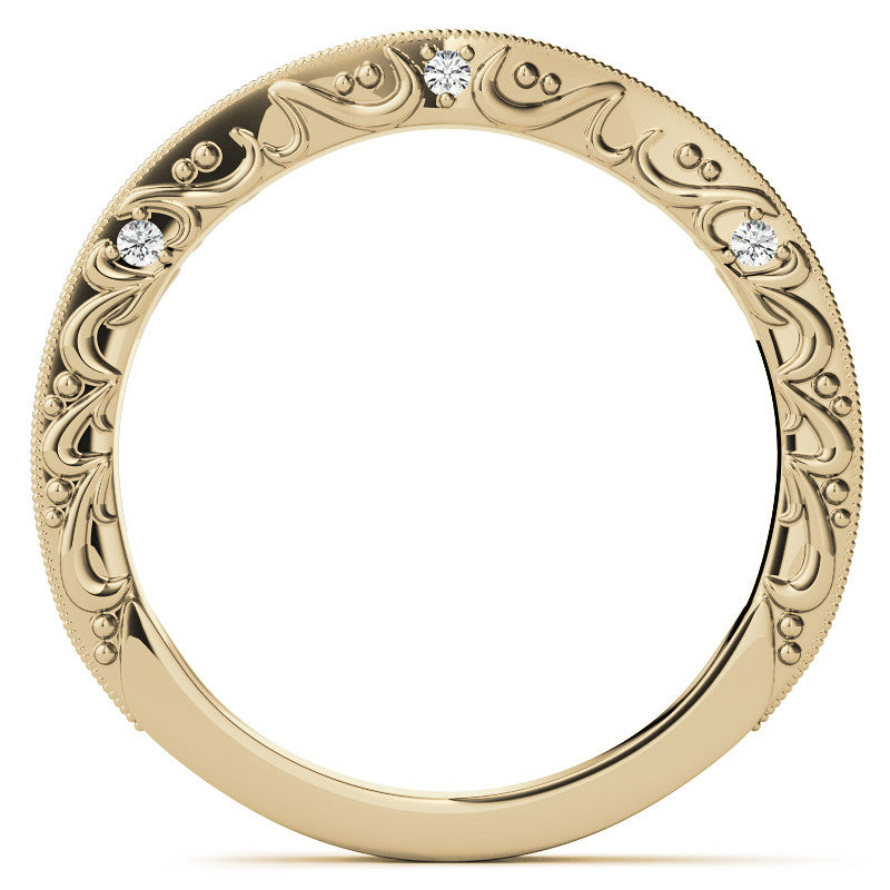 Round Antique Style Moissanite Engagement Ring with Milgrain
