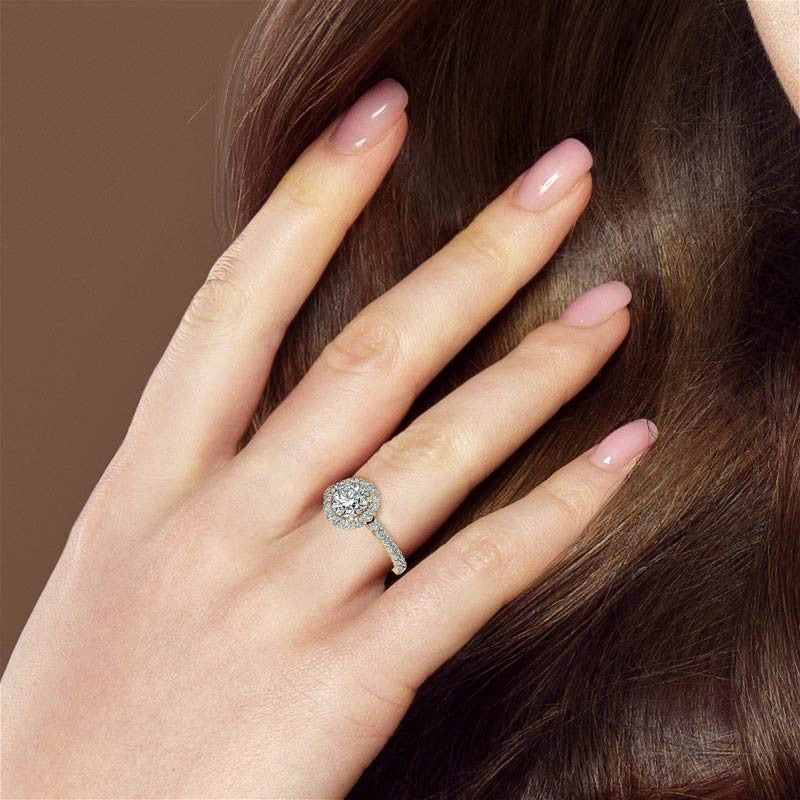Halo Cathedral Moissanite Engagement Ring