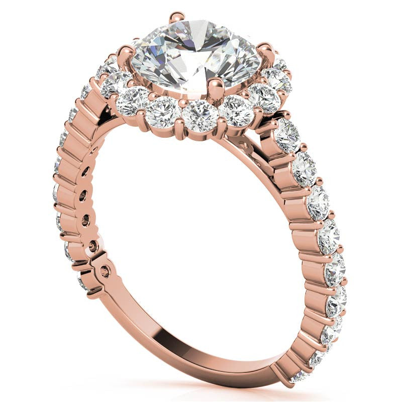 Halo Cathedral Moissanite Engagement Ring