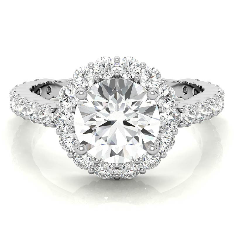 Halo Cathedral Moissanite Engagement Ring
