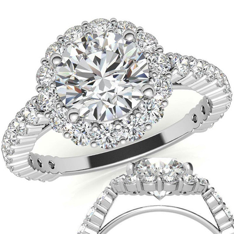 Halo Cathedral Moissanite Engagement Ring