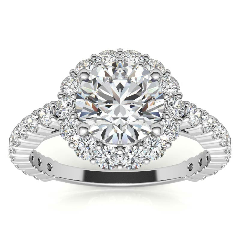 Halo Cathedral Moissanite Engagement Ring