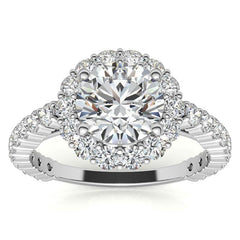 Halo Cathedral Moissanite Engagement Ring