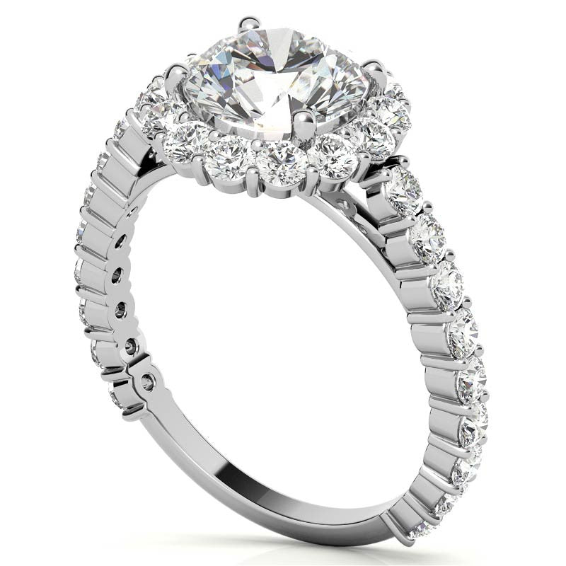 Halo Cathedral Moissanite Engagement Ring