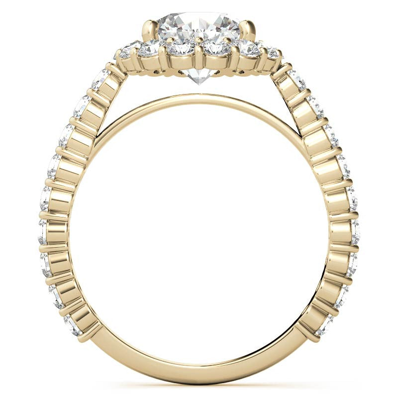 Halo Cathedral Moissanite Engagement Ring
