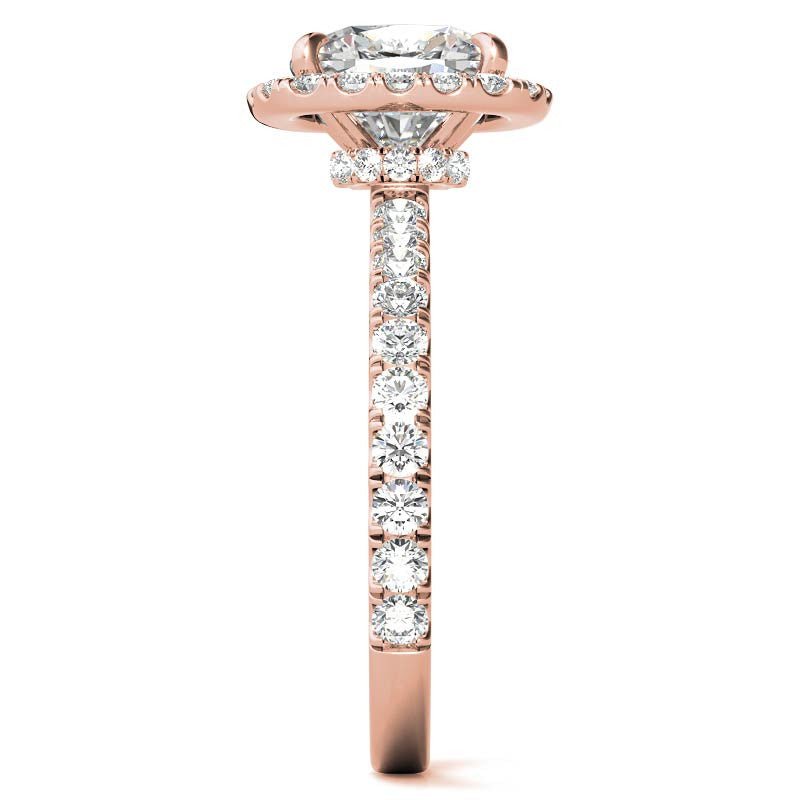 Cushion Halo Moissanite Engagement Ring with Hidden Collar