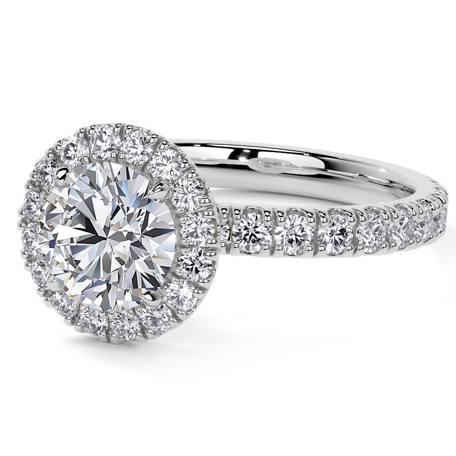 Round Halo Moissanite Engagement Ring with Hidden Collar