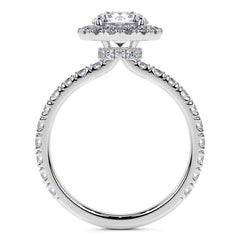 Round Halo Moissanite Engagement Ring with Hidden Collar