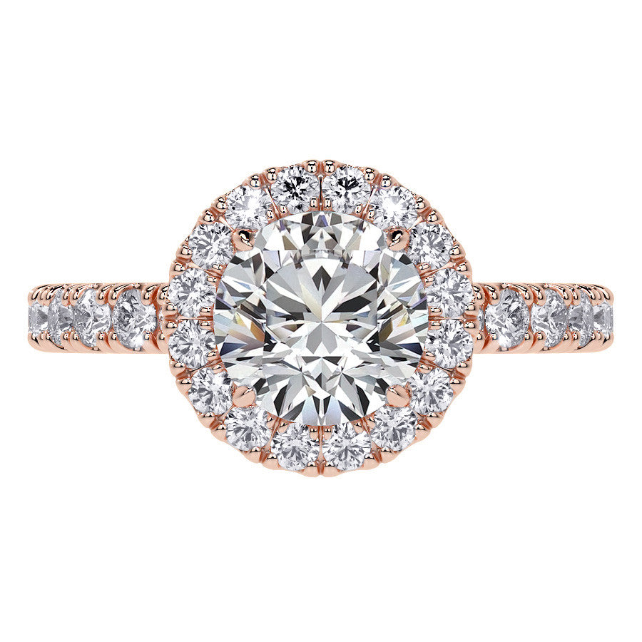 Round Halo Moissanite Engagement Ring with Hidden Collar