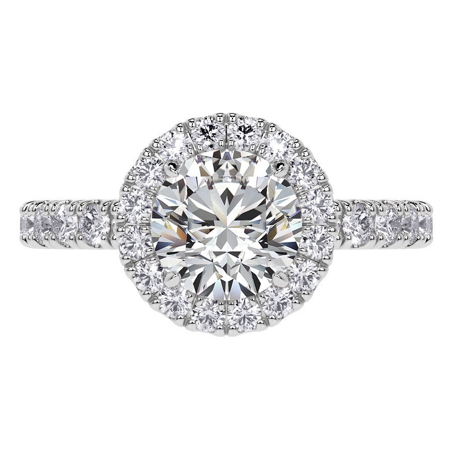 Round Halo Moissanite Engagement Ring with Hidden Collar