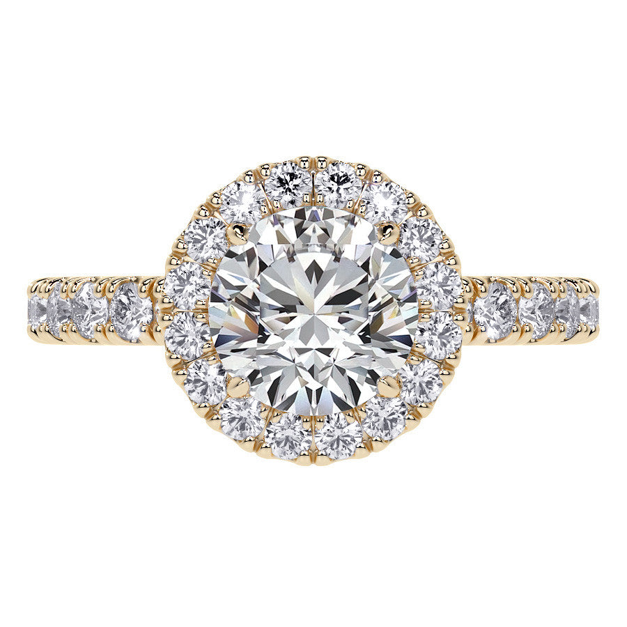 Round Halo Moissanite Engagement Ring with Hidden Collar