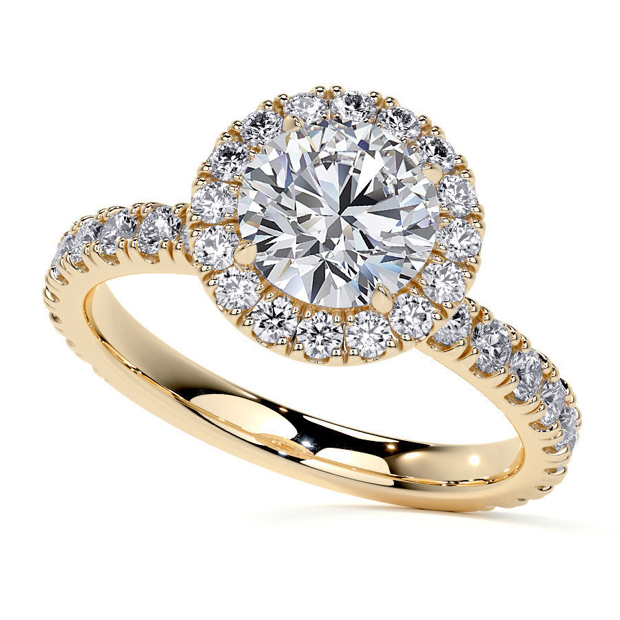 Round Halo Moissanite Engagement Ring with Hidden Collar