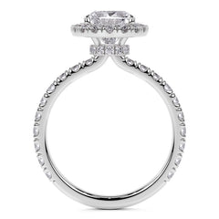 Oval Halo Moissanite Engagement Ring with Hidden Collar