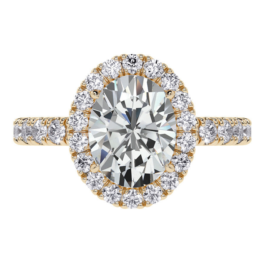 Oval Halo Moissanite Engagement Ring with Hidden Collar