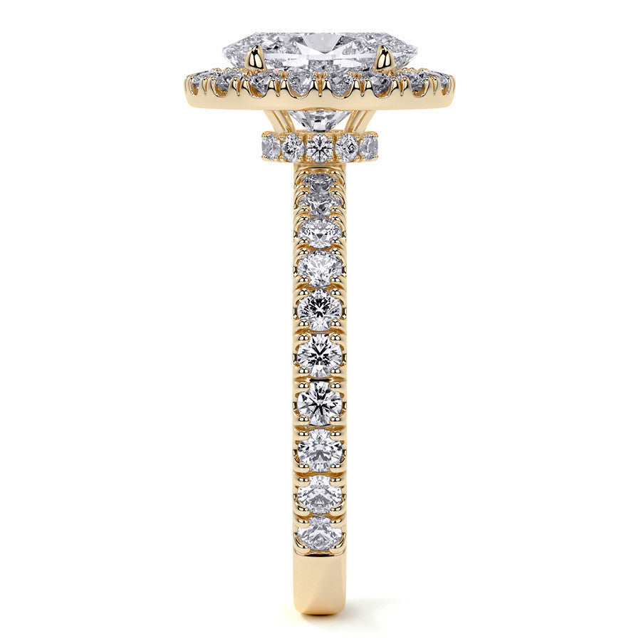 Oval Halo Moissanite Engagement Ring with Hidden Collar