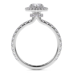 Pear Halo Moissanite Engagement Ring with Hidden Collar