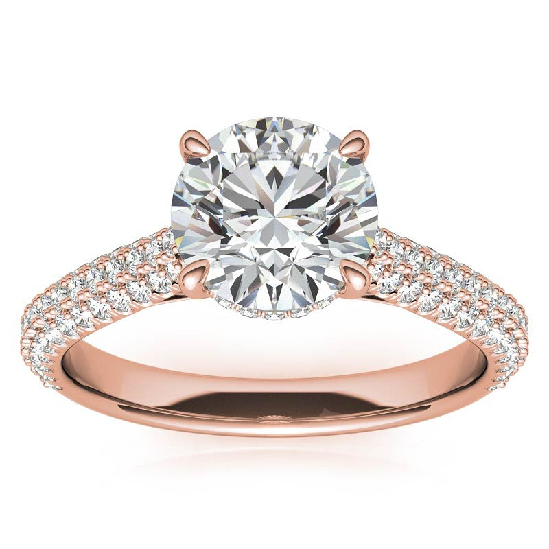 Round Pave Cathedral Moissanite Engagement Ring