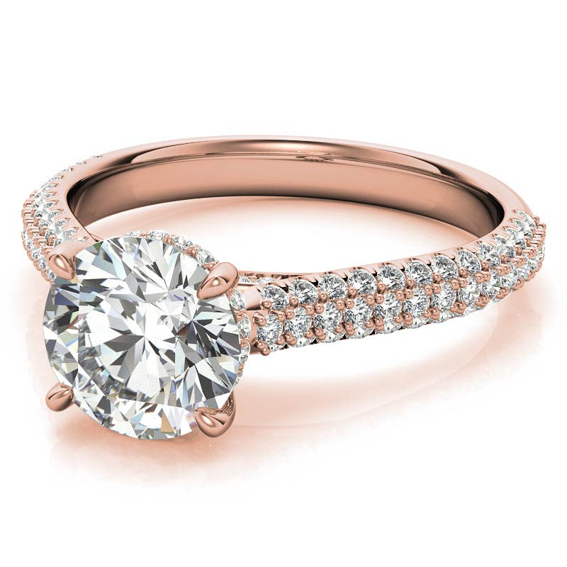 Round Pave Cathedral Moissanite Engagement Ring