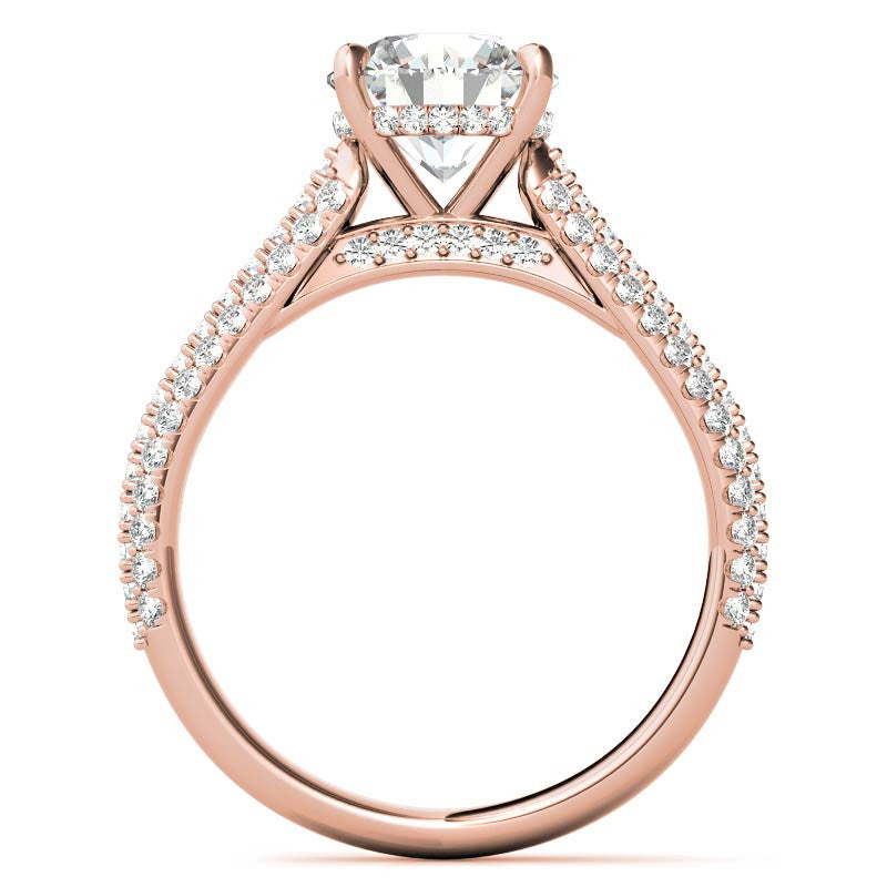 Round Pave Cathedral Moissanite Engagement Ring