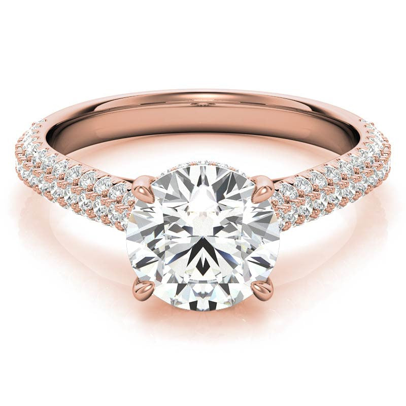 Round Pave Cathedral Moissanite Engagement Ring