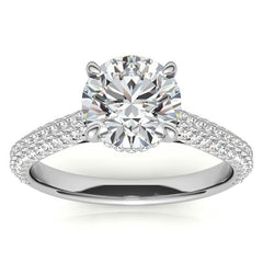 Round Pave Cathedral Moissanite Engagement Ring